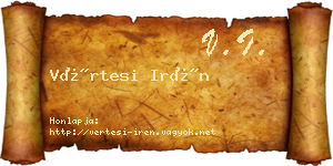 Vértesi Irén névjegykártya
